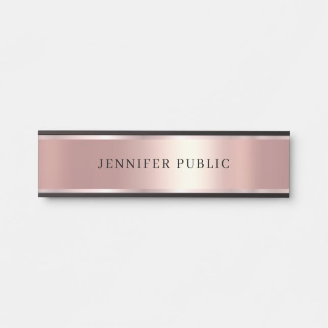 Placa De Porta Custom Elegant Modern Template Luxury Rose Gold (Frente)