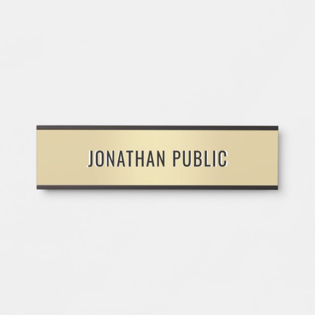 Placa De Porta Custom Modern Simple Template Elegant Gold Home (Frente)