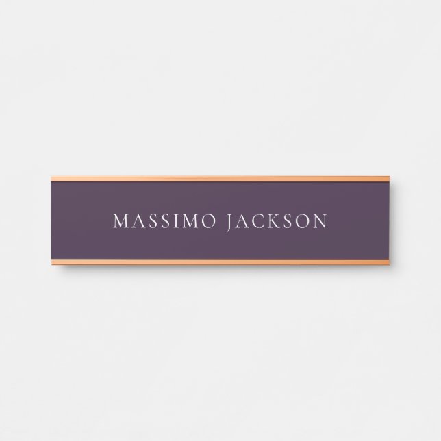 Placa De Porta Dark Purple Minimalist Plain Modern  (Frente)