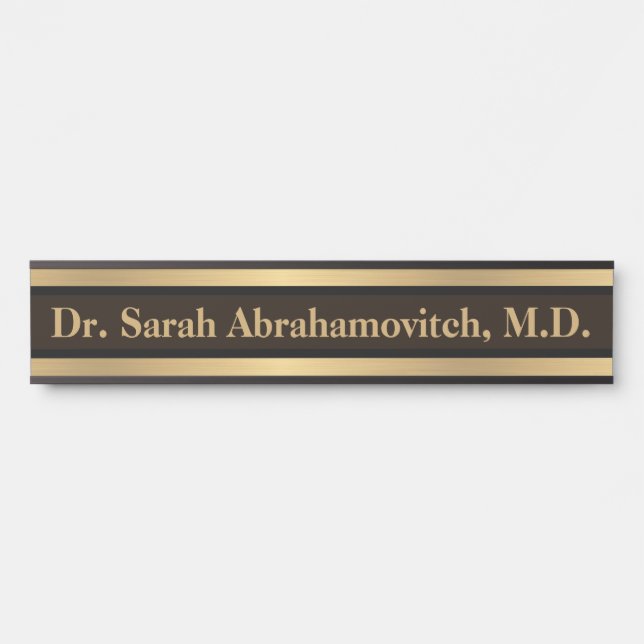 Placa de Porta de Consultório Médico Falso Dourado (Frente)