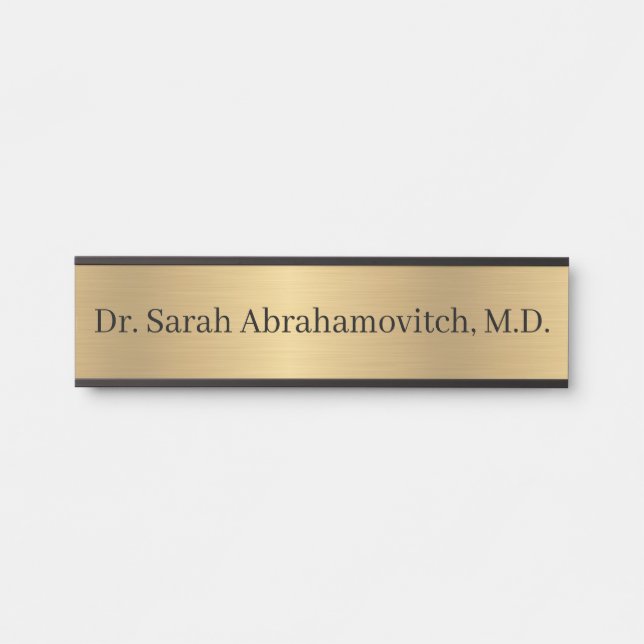 Placa de Porta de Consultório Médico Falso Dourado (Frente)