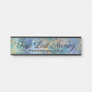 Placa de Porta de Escritório Azul Pavão Elegante P