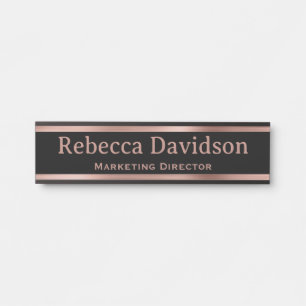 Placa de porta de escritório elegante em rosa dour