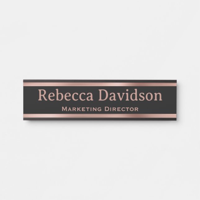 Placa de porta de escritório elegante em rosa dour (Frente)