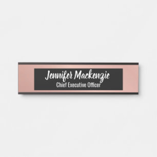 Placa de Porta de Escritório em Rosa Dourado