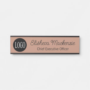 Placa de Porta de Escritório em Rose Gold com Seu 