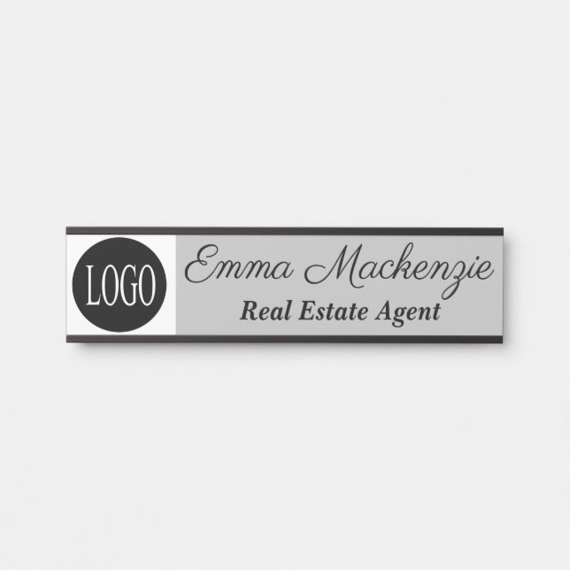 Placa de porta de escritório profissional com logo (Frente)