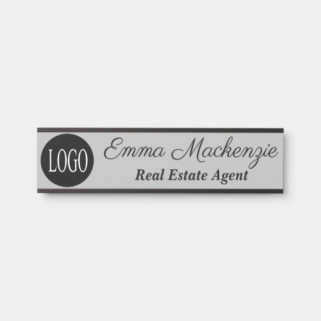Placa de porta de escritório profissional com logo (Frente)