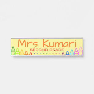 Placa De Porta Design do professor personalizado Crayon