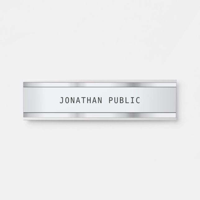 Placa De Porta Design mínimo de prata Modelo moderno elegante (Frente)