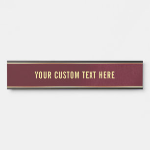 Placa De Porta Design mínimo elegante Seu Texto Personalizado Aqu