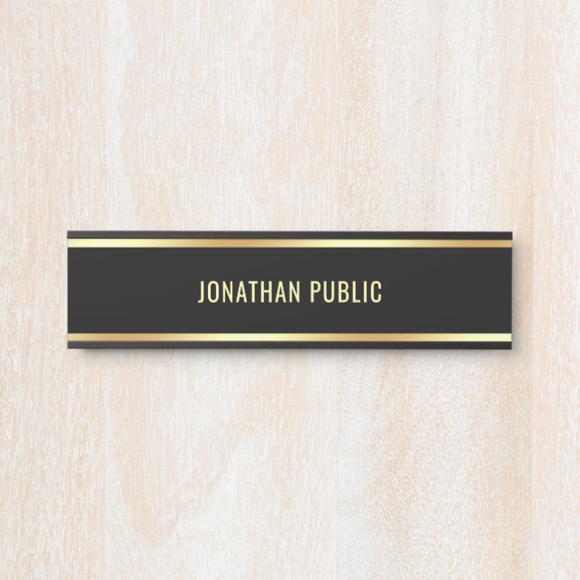 Placa De Porta Design Moderno E Glamoroso E Dourado (Frente)
