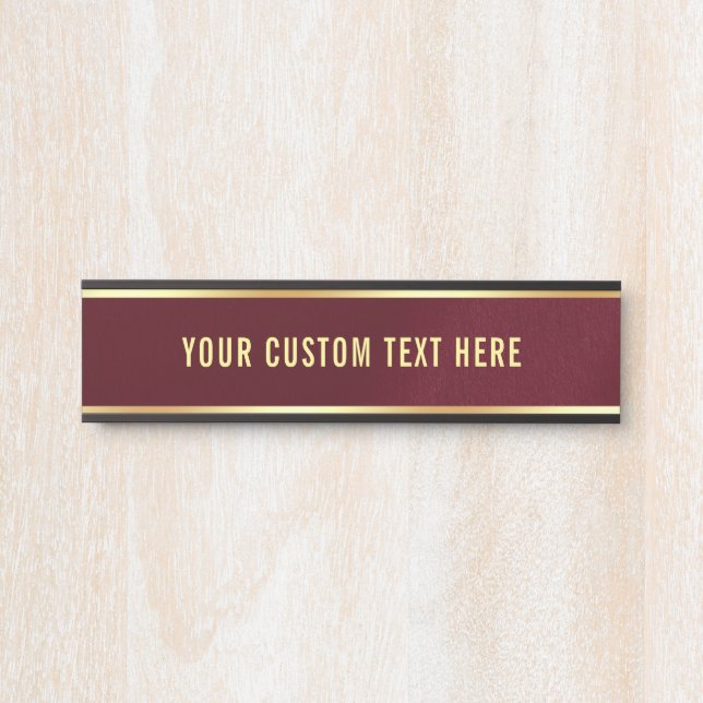 Placa De Porta Design simples moderno seu texto personalizado aqu (Frente)