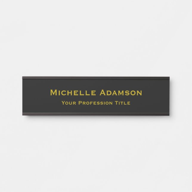 Placa De Porta Dourado e preto - simples profissional moderno (Frente)