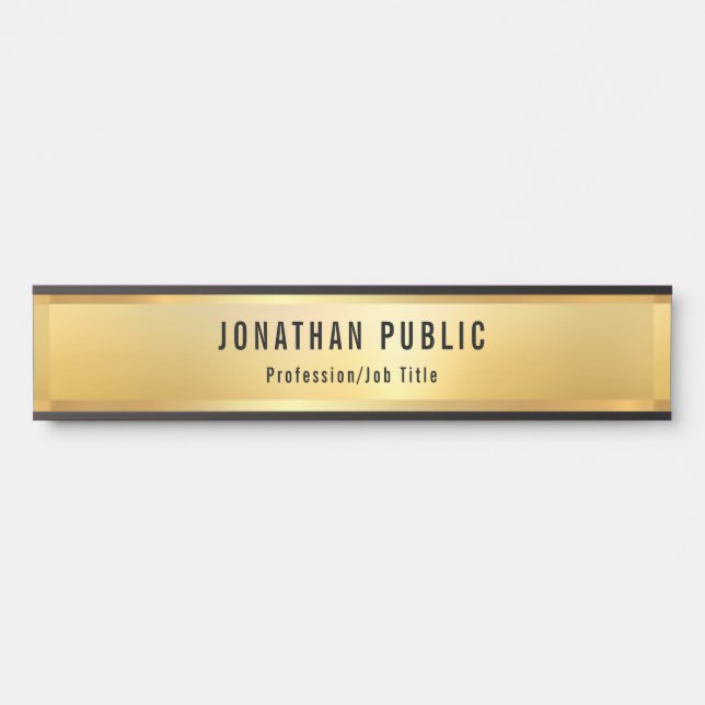Placa De Porta Dourado visual moderno de Modelo profissional (Frente)