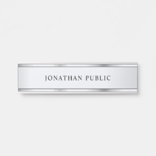 Placa De Porta Elegante Design minimalista do Faux Silver