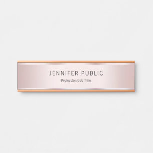 Placa De Porta Elegante Moderno Ouro Rosa Glamouroso Nome Casa