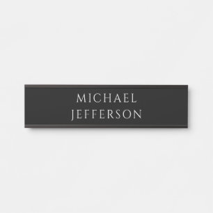 Placa De Porta Elegante Preto Branco Personalizado Personalizado