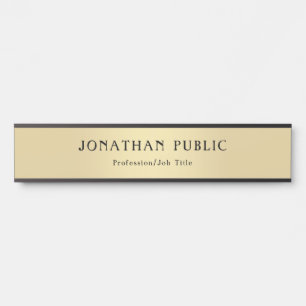 Placa De Porta Elegante profissional moderno Modelo Dourado preto