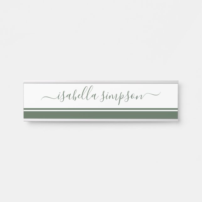 Placa De Porta Elegante Script Girly Evergreen Professional (Frente)