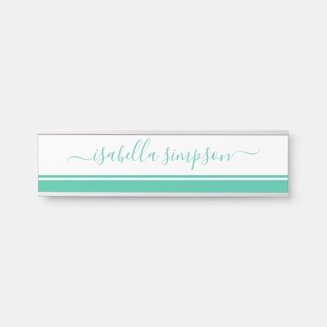 Placa De Porta Elegante Script Mint Professional (Frente)