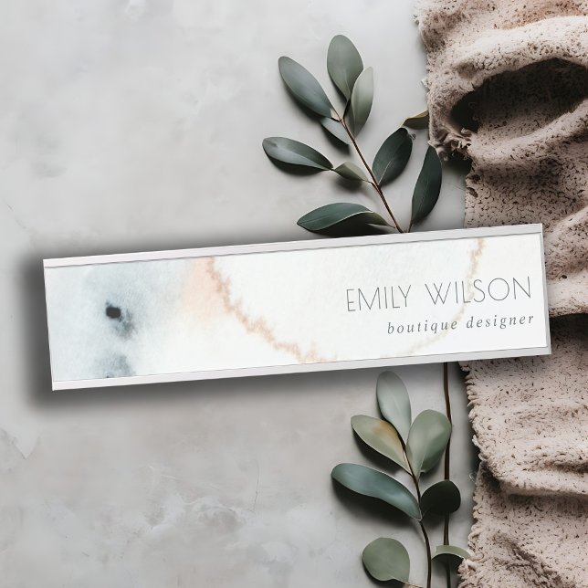 Placa De Porta Embalagem Dourada de Aqua Azul Elegante (Criador carregado)