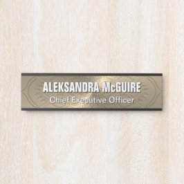 Placa De Porta Escritório de Mandala Dourado
