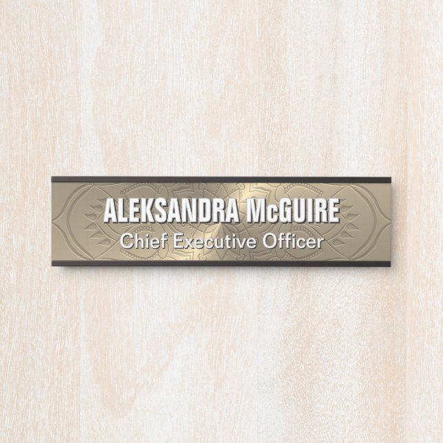 Placa De Porta Escritório de Mandala Dourado (Frente)