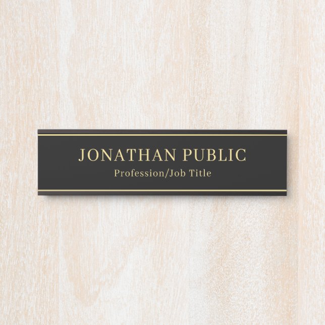 Placa De Porta Escritório Elegante Modelo Personalizado Preto E D (Frente)
