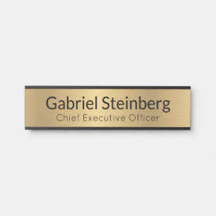 Placa De Porta Escritório Profissional Moderno Dourado