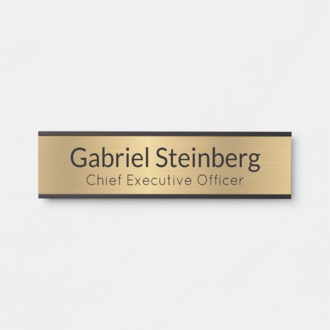 Placa De Porta Escritório Profissional Moderno Dourado (Frente)