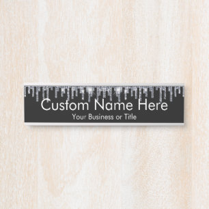 Placa De Porta Faux Crystal Rhinestone Bling Beauty Salon Fashion