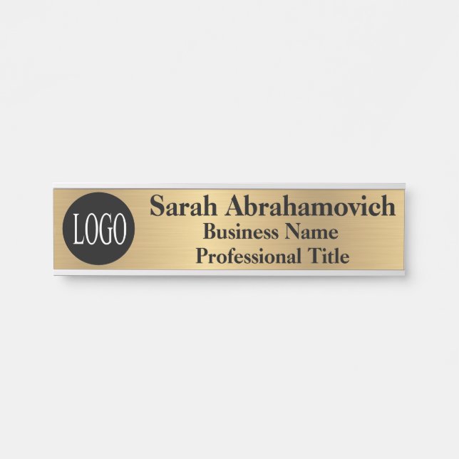 Placa De Porta Faux Dourado Office Door Sign Elegante Business (Frente)