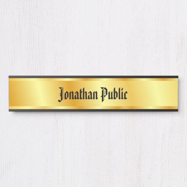 Placa De Porta Faux Elegante Elegante de Script Calligrafado Nost (Frente)