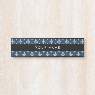 Placa De Porta Fleur de Lis Pattern, francês, real, creme, azul
