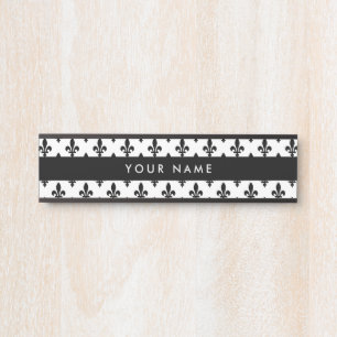 Placa De Porta Fleur de Lis Pattern, francês, real, negro