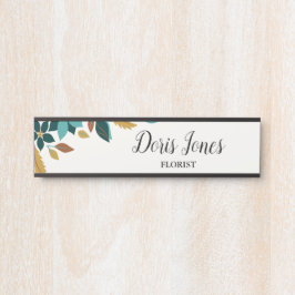 Placa De Porta Flor azul beleza queda de folhas