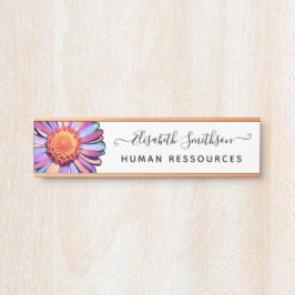 Placa De Porta Floral Personalizado de Daisy Elegante Simples
