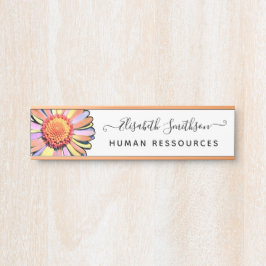 Placa De Porta Floral Personalizado de Daisy Elegante Simples