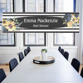 Placa De Porta Flores Florais - Sinal de Porta do Escritório Negr