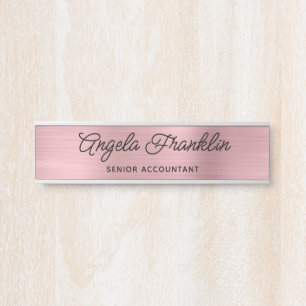 Placa De Porta Foil Metálico Rosa Claro Falso