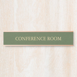 Placa De Porta Forest Green Linen Texture  Imitation