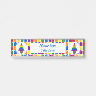 Placa De Porta Gay Men Árvore de Natal Arco-Íris e Presentes
