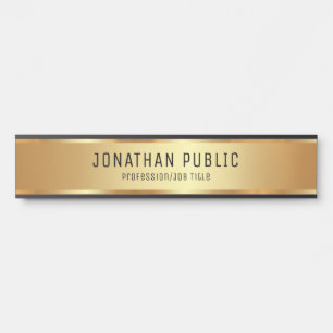 Placa De Porta Glamor Elegante Preto E Dourado Luxo Modelo