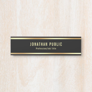 Placa De Porta Glamor Moderno Preto E Dourado Enforcado