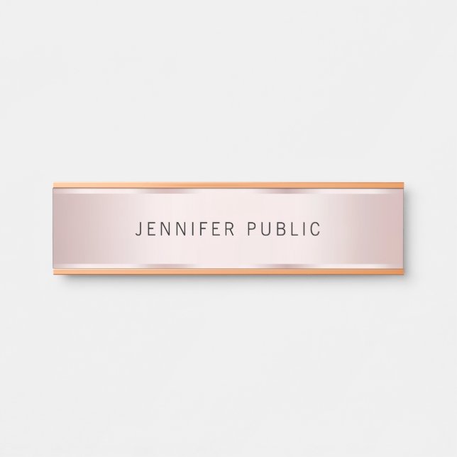 Placa De Porta Glamour Rose Gold Elegant Name Home House (Frente)