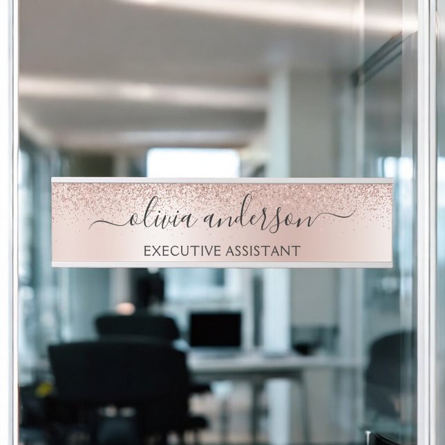 Placa De Porta Glitter de Sparkle Dourado do Rosa profissional mo (Criador carregado)