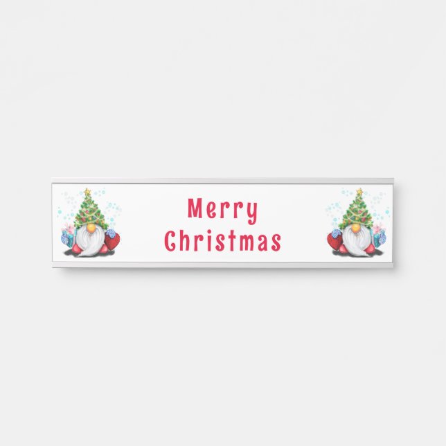 Placa De Porta Gnomos com Presentes de Natal (Frente)