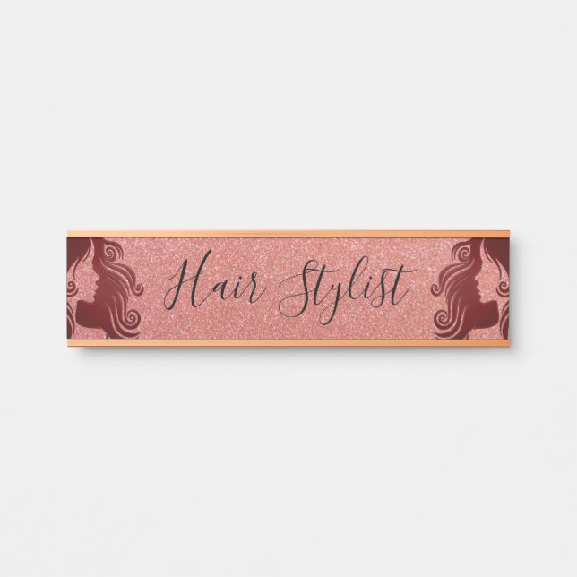 Placa De Porta Hair Stylist no Glitter (Frente)