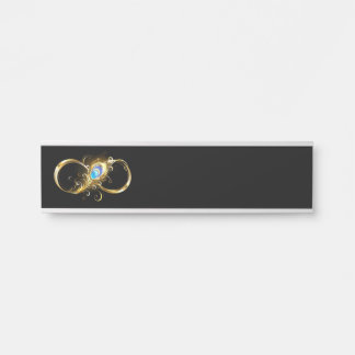 Placa De Porta Infinidade com a pena Pavão de Ouro